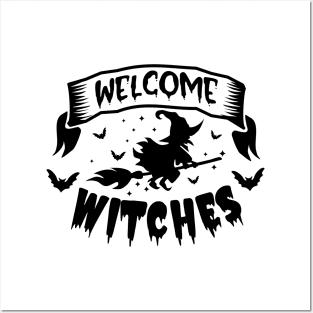 halloween welcome witches text art design Posters and Art